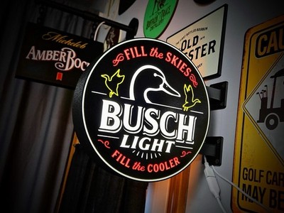 Busch Lite Ducks Unlimited 13   Pub Style Dual Side Light Up LED Sign Bar Garage