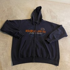 Chicago Bears NFL Team Apparel Football Full Zip Hoodie Mens Navy Blue 2XL