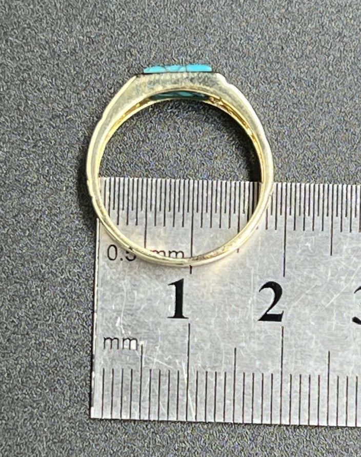 Fine 14ct Gold Turquoise Ring Rectangular Stone G… - image 12
