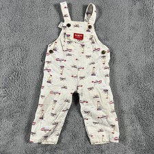 Vintage OshKosh B'Gosh Overalls Baby 24M White Teddy Bear Boating Print Retro