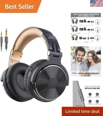 Wired Over Ear Headphones Studio Monitor & Mixing DJ Stereo Headsets with 50m...
