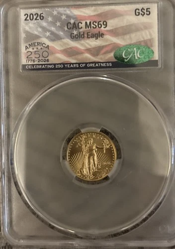2026  $5 GOLD EAGLE MS69 ACC 250TH ANNIVERSARY