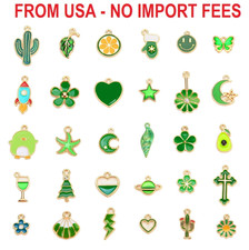 Vltlxlo 30Pcs Mixed Enamel Charms Bulk for Jewelry Making, Assorted Gold Plated