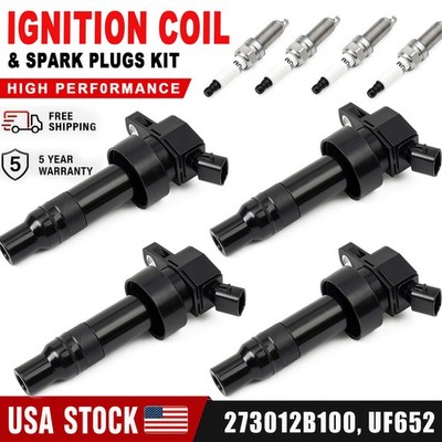 4 x Ignition Coil & 4 x Iridium Spark Plugs for KIA SOUL 2012-2019 UF652 new