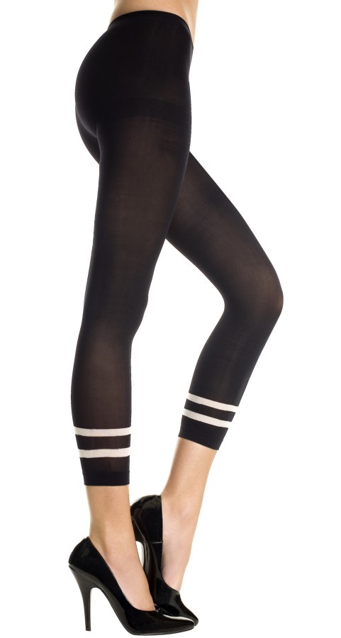 Medias Sin Pie De Rayas Opacas Negras Sexy Diseñador Para Damas Lencería P35743