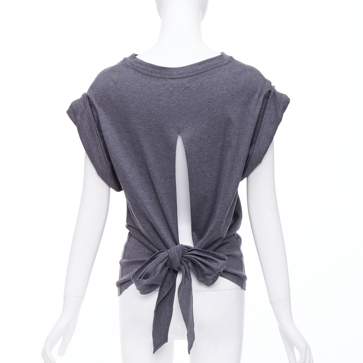 ISABEL MARANT Lowell grey cotton rolled drop sleeves open