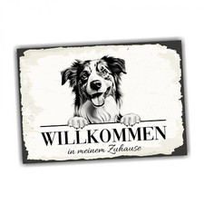Hundeschild Willkommen Zuhause Mini Australian Shepherd No.3 Dog Schild Spruch T