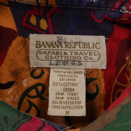VTG Banana Republic Shirt Mens M Blue Red 100% Cotton Safari Colorblock 90s - Picture 5 of 8