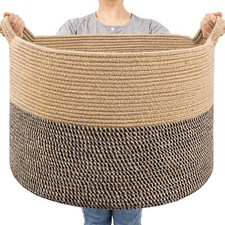 Extra Large Wicker Storage Basket 83L Woven Blanket Storage for Living Room 21.7