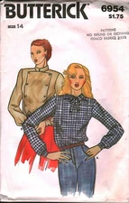 6954 Vintage Butterick SEWING Pattern Misses Loose Fitting Top Blouse Placket 14