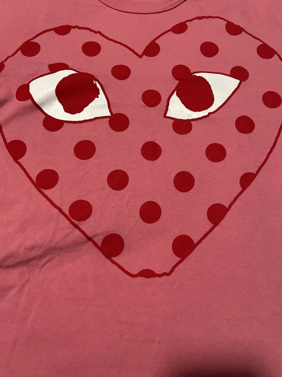 Comme Des Gar ons Play Polkadot Logo T shirt in Pink Small eBay