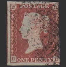 B20_21 GB QV 1841 1d RED-BROWN PLATE 90 SG8-B1(1) DL GU 4M IMPERF