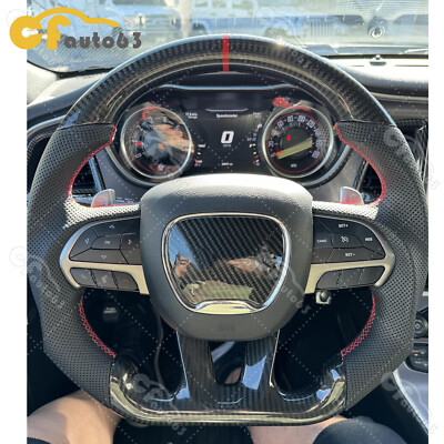 Carbon Fiber Steering Wheel Fit Dodge Charger Challenger SRT Hellcat 15+ No Heat