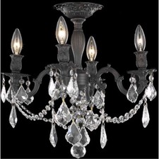 Chandelier Dark Bronze Crystal Semi Flush Mou...