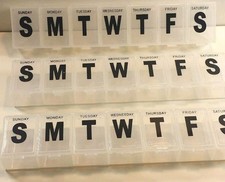 Weekly 7 Days Medicine Storage Pill Box Organizer Container Case Set or 3 each