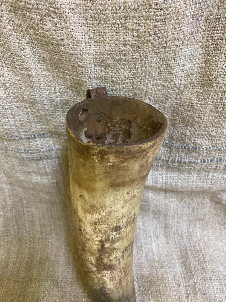 Antique vintage cow horn whetstone grinding stone case made in Slovakia - Image 2 of 4