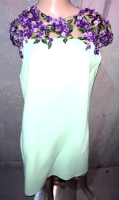 New NWT Oscar de la Renta Embroidered Floral Mint Green 2023 Cocktail Dress US 8