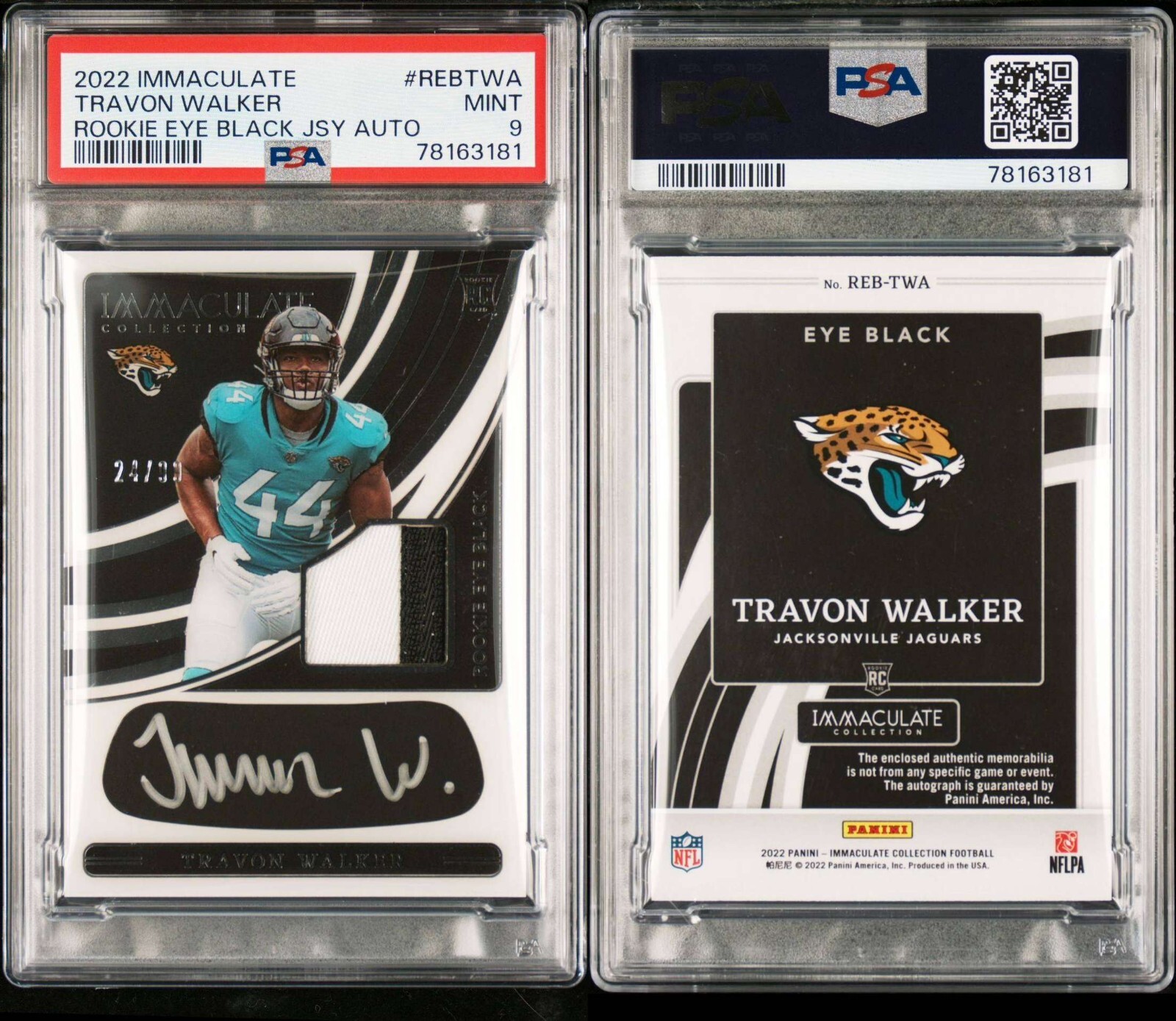 Travon Walker Panini Immaculate Collection Immaculate Rookie Eye Black Jersey Autographs #REBTWA Base