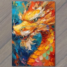 Art Print Dragon Golden Majestic Colorful Bright Vibrant Palette Painting Yellow