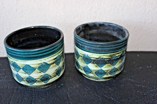 2er Set Vintage Blumentopf &Uuml;bertopf Keramik Fat Lava Midcentury Planter