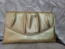 Vintage 1970 s Avon Metallic Polished Gold Evening Bag Clutch Purse Formal