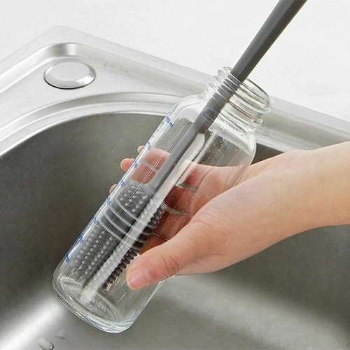Long Handle Silicone Bottle Brush Cup Scrubber Glass Cleaning Brush Kitchen Tool - Picture 7 of 14