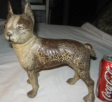 ANTIQUE HUBLEY TOY BOSTON TERRIER CAST IRON DOOR ART STATUE SCULPTURE DOORSTOP