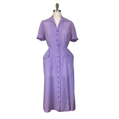 vintage light purple dress MARMALADE 1970s Style Lavender Dress with White Collar Marmalade-shop