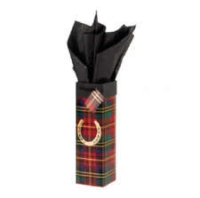 JT International Plaid Wine Bag With Horseshoe