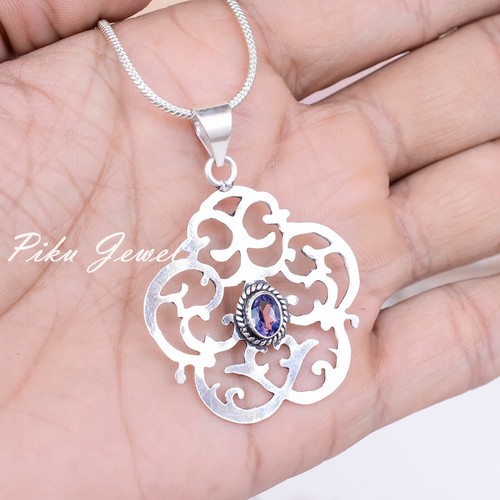 Gioielli ciondolo argento sterling 925 taglio ametista pietra preziosa... - Foto 3 di 7