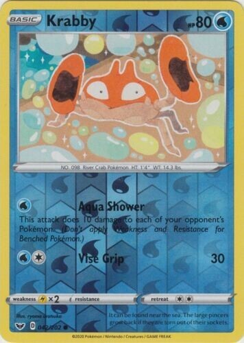 Krabby Reverse Holo Pokemon TCG Card 042/202