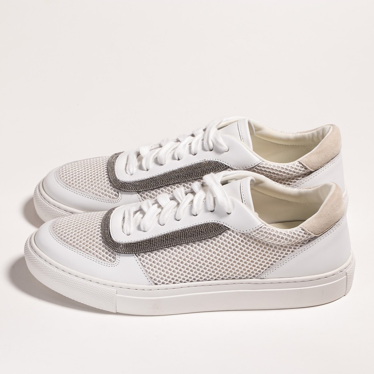 BULUNELLO CUCINELLI☆未使用☆ Brunello Cucinelli Women Sneakers White Leather Low Top Lace