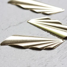 4 Pieces Solid Raw Brass Waved Rectangle Charm - 58x19mm (CW-4383C)