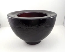 Fire & Light Signed Heavy Wide Rim Oval Bowl Plum Recycled Glass Arcata CA