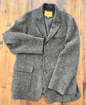VTG RARE Timberland Limited Harris Tweed 100 Pure Wool Pea Coat Sz