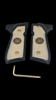 Beretta Grips Wood White  With Emblem And Gold Screws