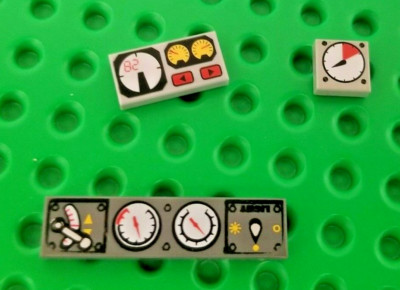 LEGO Minifigure Control Gauge Set of 3 Printed Tile 1x4 1x2 1x1 Speedometer Car