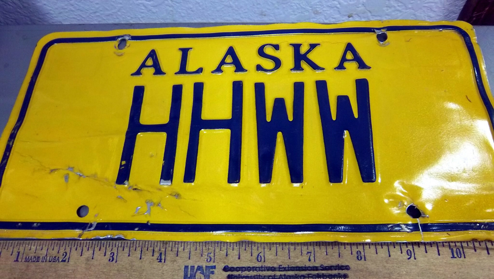 Alaska License Plate, HHWW, hard to find special lettering plate