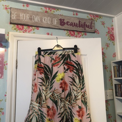Asos Pink Floral Drop Back Elasticated Waist Skirt S14 Frilled Hem Summery - Picture 10 of 14