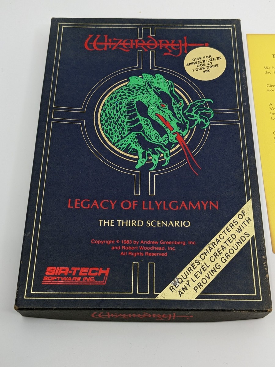 Vintage Wizardry 3 Legacy Of Llylgamyn - Apple II - Original Box w 
