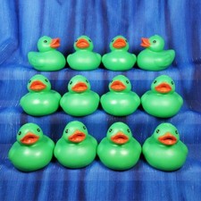 One Dozen 12 Floating Green Rubber Ducks Duck New