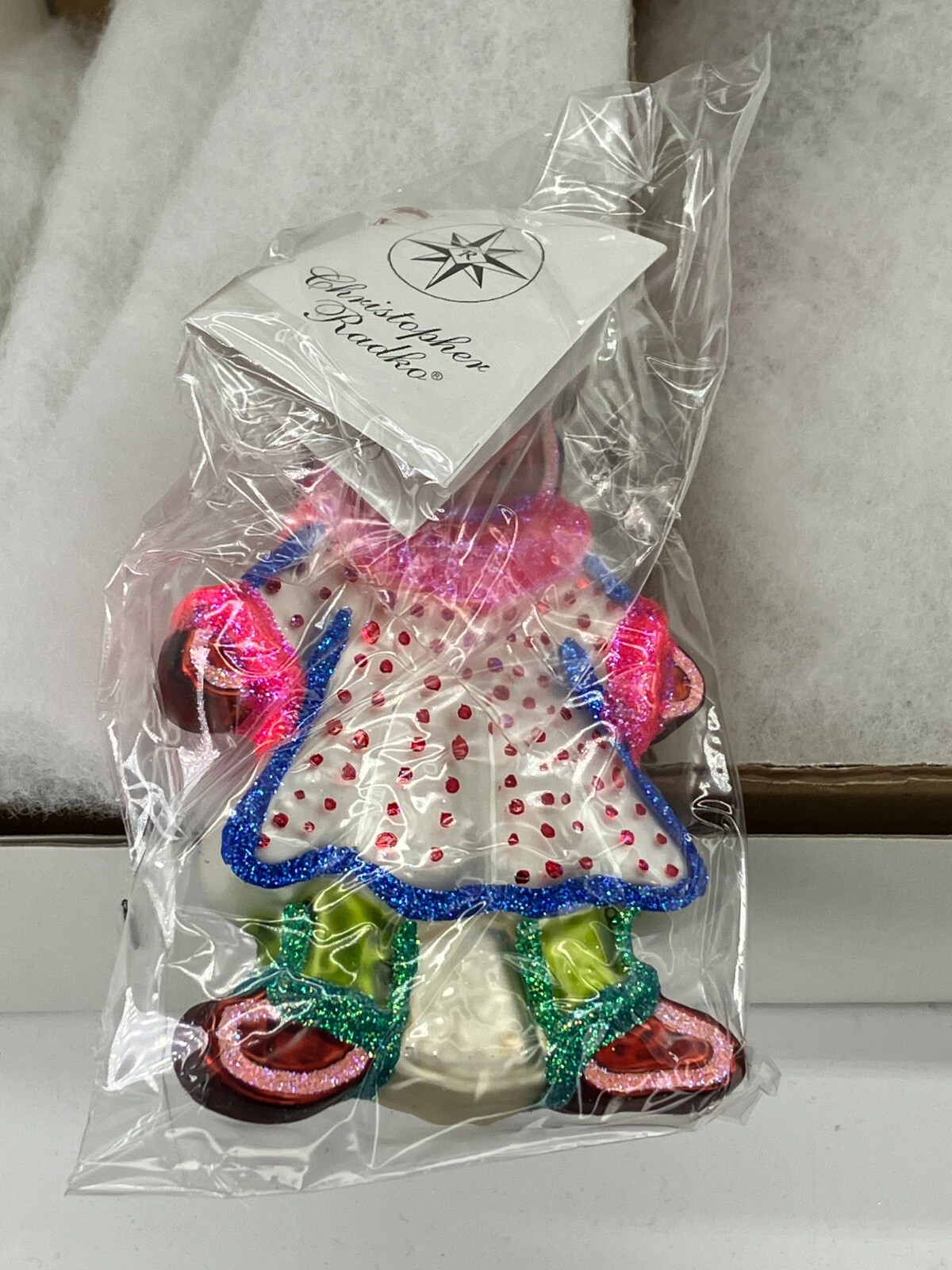 Vintage NEW Christopher RADKO 2000 GINGERBREAD BEAR Glass Ornament 00-158-0