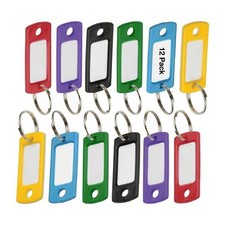 12Pcs Key Ring Tags with Labels for Pets Bags Clothes Drawers Luggage Backpack