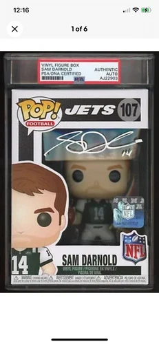 SAM DARNOLD Signed Funko Pop #107 PSA SLAB Beckett Jets- Super Bowl