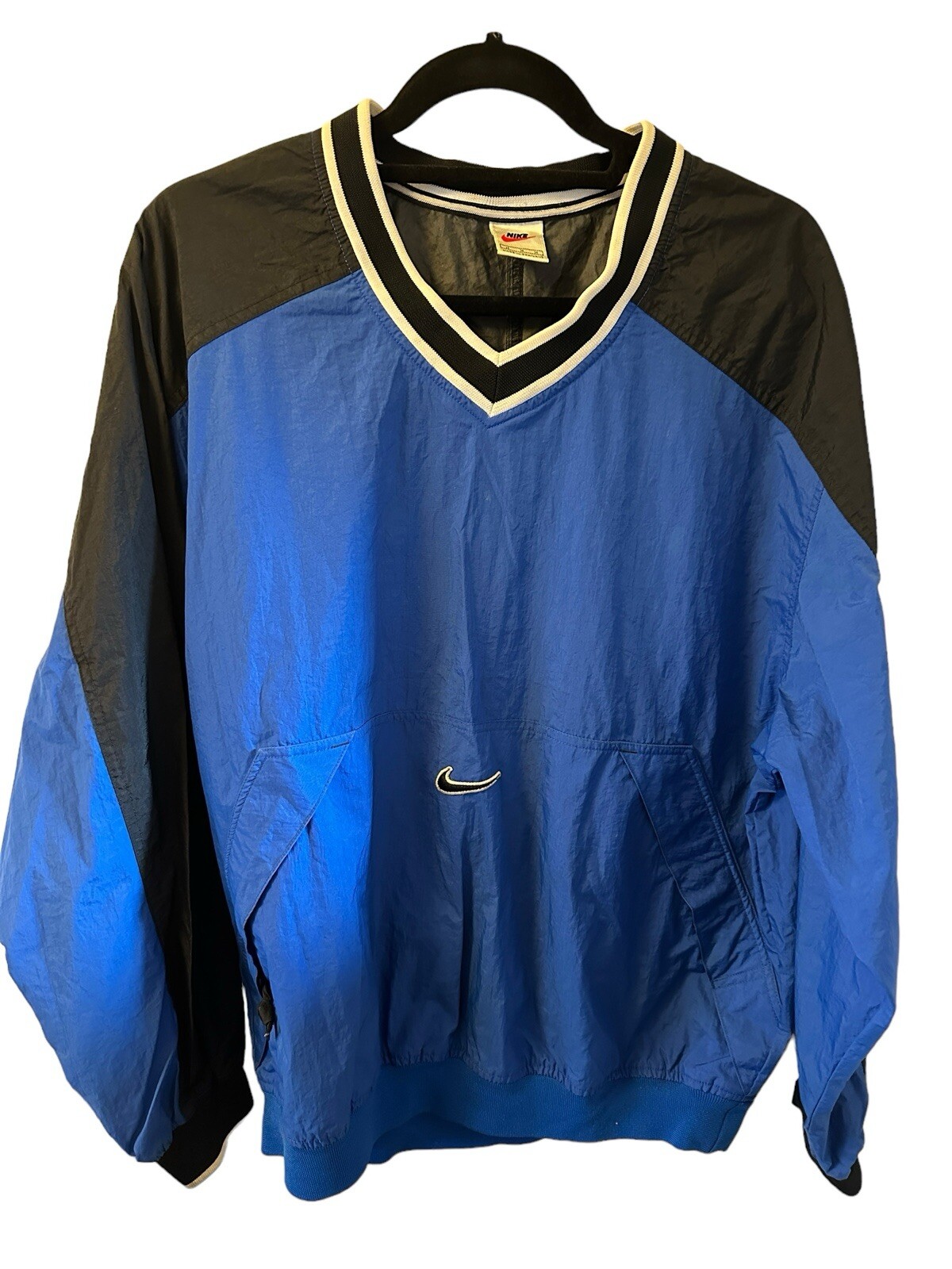 SACAI X NIKE Vintage Nike Pullover Blu Bianco Tag Giacca a Vento Medium Center Swoosh