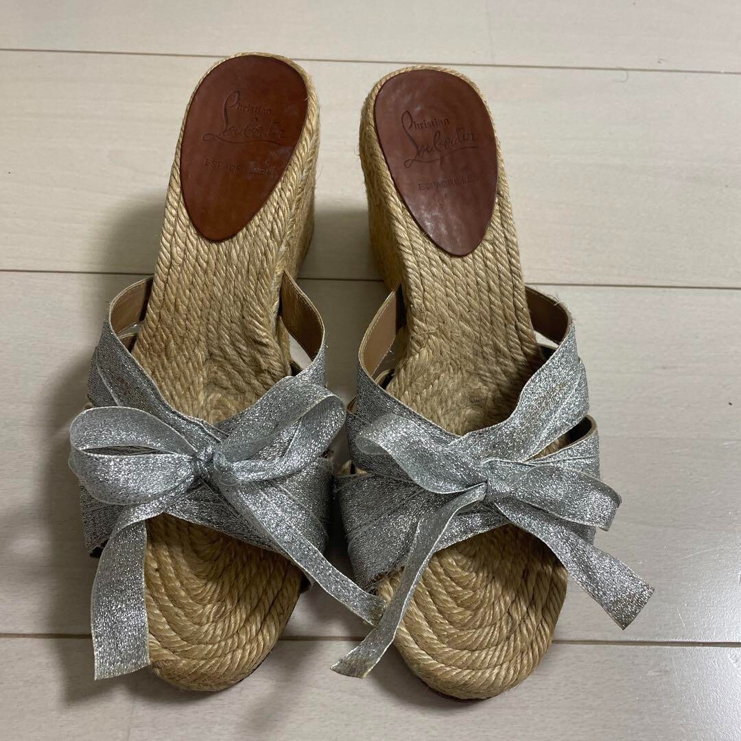 Christian Louboutin⭐︎サンダル⭐︎36 Christian Louboutin Sandals Shoes Silver Ribbon Wood 36
