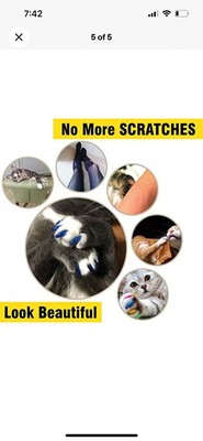 NEW! Cat Nail Caps Med.Claw Covers, with Adhesives and Applicators 80ct Pet Care