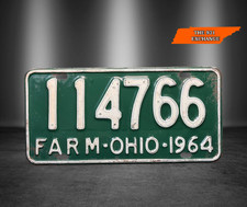 Buy (2) Dupl. 1964 Ohio Farm License Plate - Rare - Classic Steel Plate