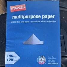 Staples Multipurpose Copy Paper 8.5x11in White 96 Bright 20lb 500 Sheets