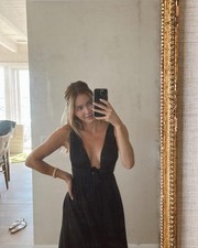 Zimmermann Women’s Anneke Tie Front Long Dress in Black Size 2/US 8